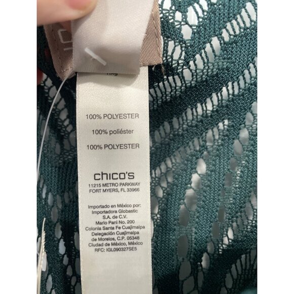 Chicos Crochet Lace Open Front Cardigan Sweater Size 2 Medium  Cover Up NEW - Picture 4 of 6